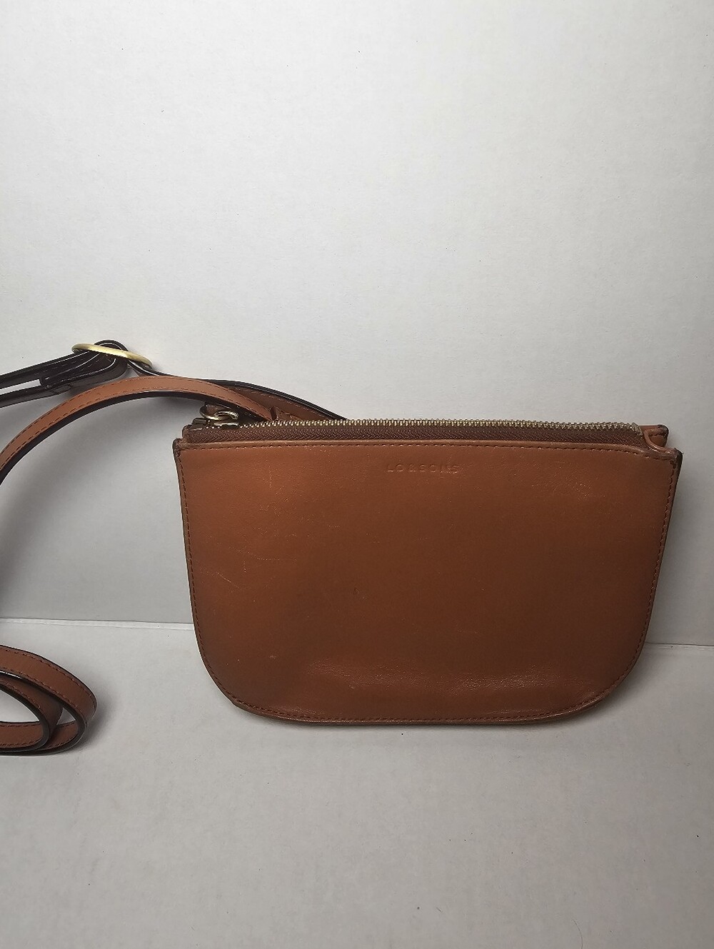 Lo & Sons Leather Crossbody Bag Cognac Brown Made In Cambodia The Waverly 2 - Picture 6 of 13